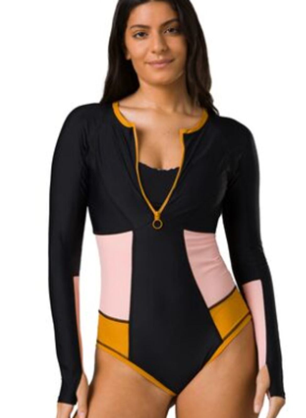 NWT prAna McKalya One-Piece Swimsuit NWT Black Pink Yellow Gold Small
